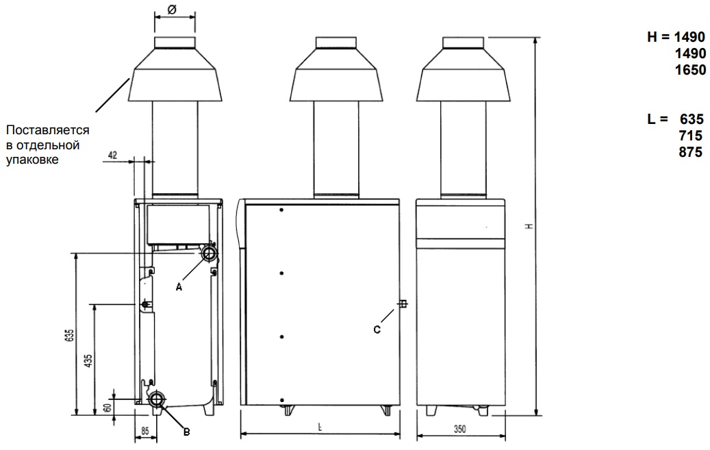 Газовый напольный котел Baxi SLIM 1.620 iN с открытой камерой — Газовые котлы