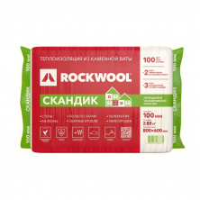 Утеплитель Rockwool Лайт Баттс Скандик 800*600*100мм 2.88м2 0.288м3 минвата (базальт) — Утеплитель