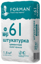 Штукатурка цементная для внутренних и наружных работ Forman 25 кг — Сухие строительные смеси