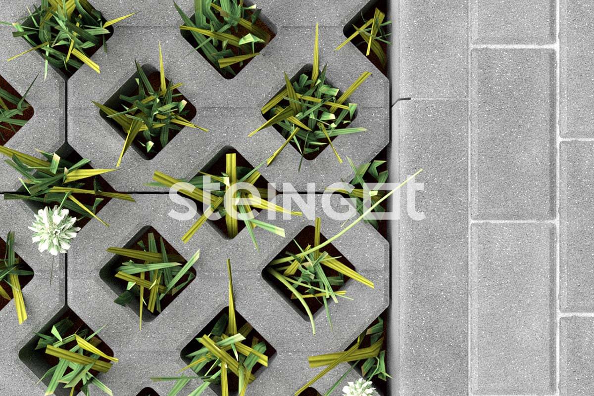Решетка газонная Steingot Моноцвет 600х400х100мм черный полный прокрас — Grandline