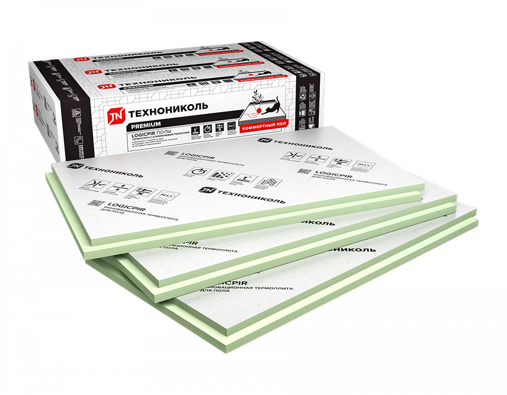 Плита теплоизоляционная LOGICPIR Полы ФЛ/ФЛ L-1190х590х50 (3,5105 м2) — Grandline