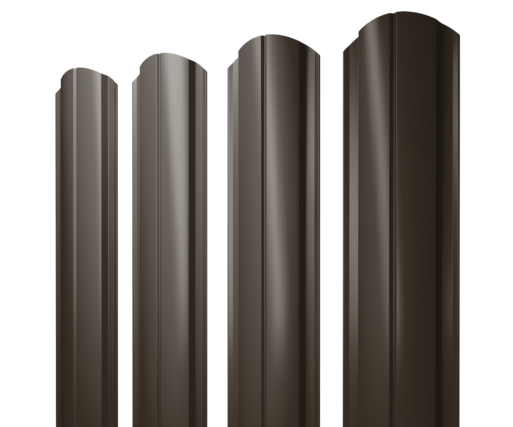 Штакетник Полукруглый Slim фигурный 0,5 Drap TX RR 32 темно-коричневый — Grandline