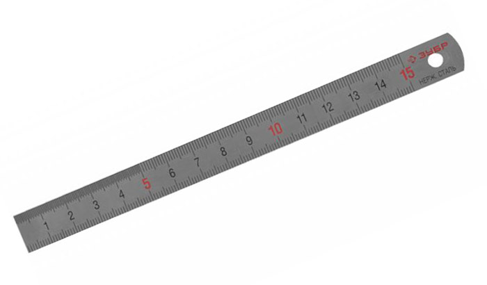 Линейка усиленная нержавеющая ЗУБР Про-15 0,30 м (34280-0.9-030) — Grandline