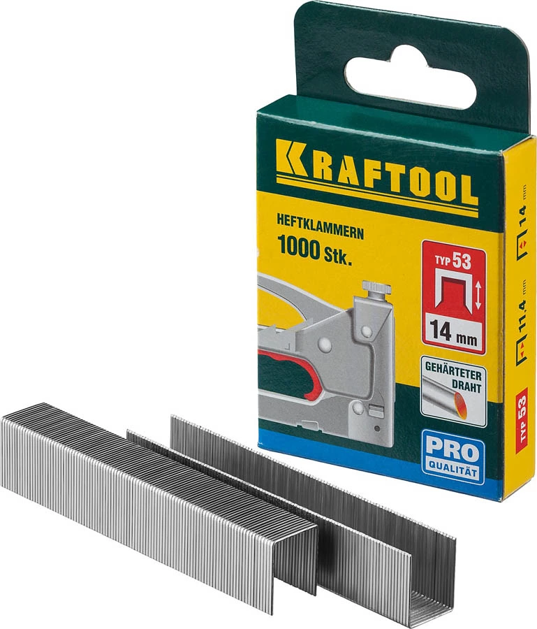Скобы для степлера KRAFTOOL 14 мм узкие тип 53, 1000 шт (31670-14) — Grandline