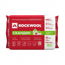 Утеплитель Rockwool Лайт Баттс Скандик 800*600*50мм 5.76м2 0.288м3 минвата (базальт) — Утеплитель