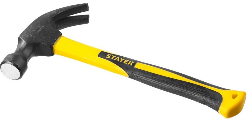 Молоток-гвоздодёр STAYER Fiberglass столярный с фиберглассовой рукояткой 560 г — Grandline