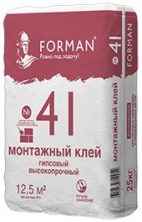 Монтажный клей гипсовой высокопрочный для гипсовых перегородок Forman 25 кг — Клеевые и монтажные смеси