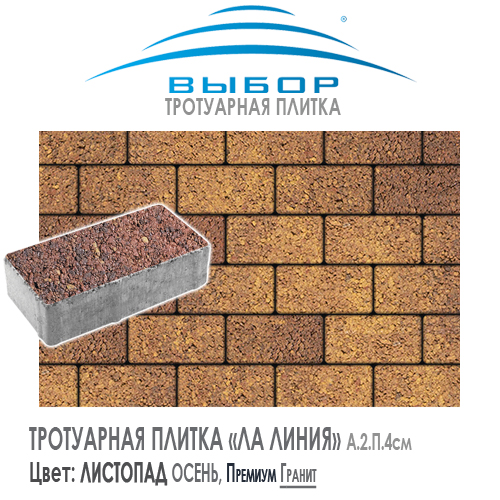 Тротуарная плитка Выбор "Листопад", ЛА-ЛИНИЯ Осень (200x100x80) — Выбор