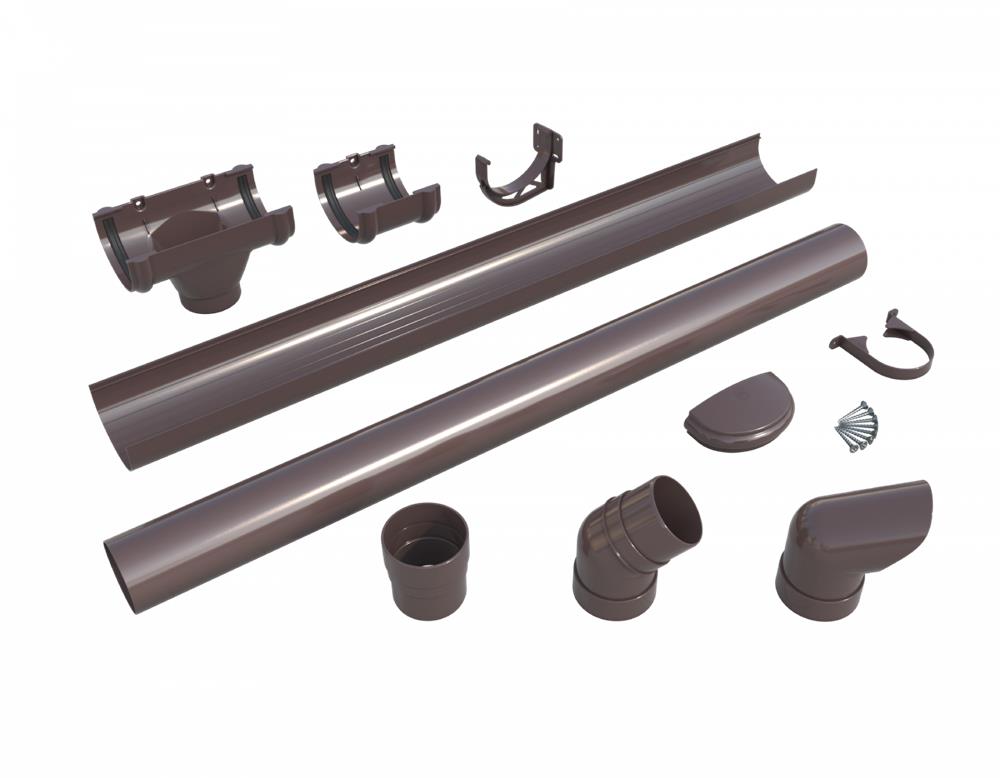 Комплект водосточной системы ТН ОПТИМА 120/80 мм для ската 6 м, темно-коричневый, шт. — Технониколь