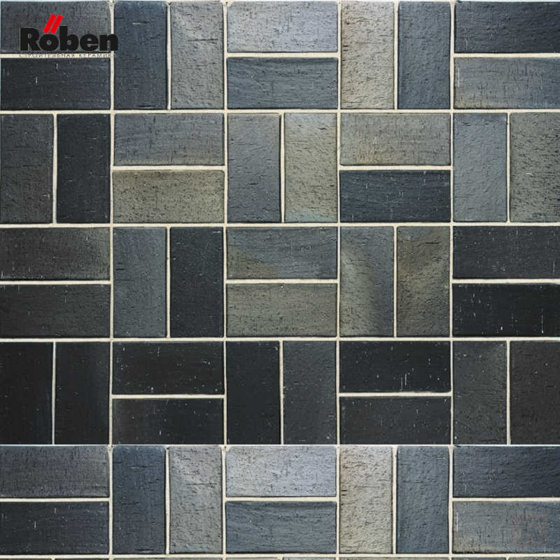 Брусчатка Roben SCHWABING (schwarz-buntgeflammt gefast) 200x100x40 — Клинкерная