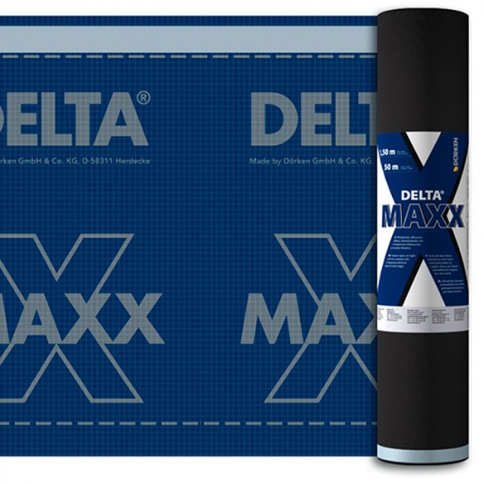 Мембрана диффузионная Delta-Maxx X экстремальной прочности 500 Н/5 см, с двумя зонами проклейки и адсорбционным слоем (75м2) — Grandline