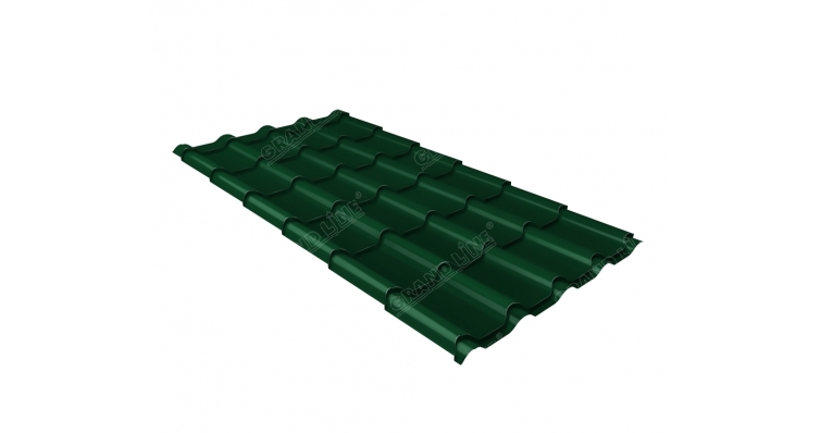 Металлочерепица камея 0,5 Satin RAL 6005 зеленый мох — Grandline