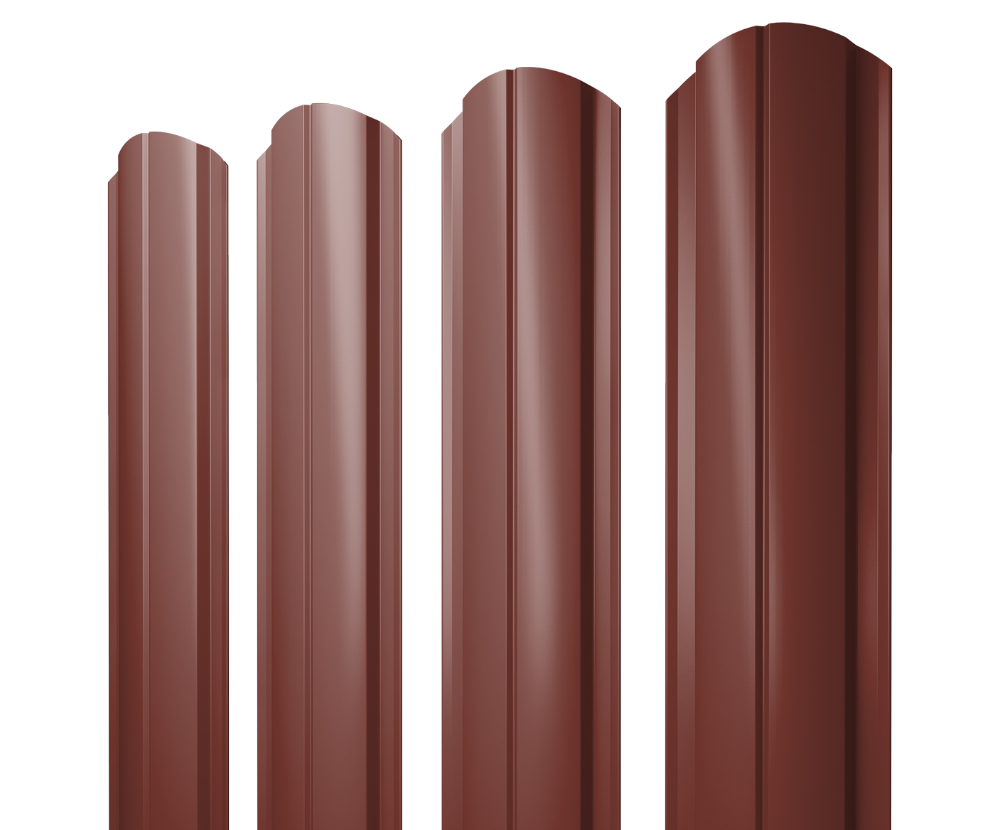 Штакетник Полукруглый Slim фигурный 0,5 Satin RAL 3009 оксидно-красный — Grandline