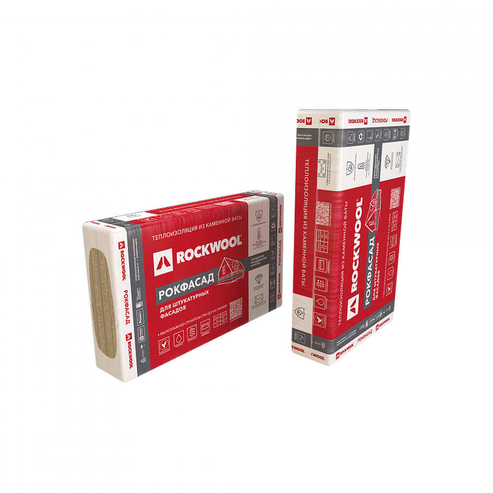 Утеплитель Rockwool Рокфасад 1000*600*100мм 1.2м2 0.12м3 минвата (базальт) — Утеплитель