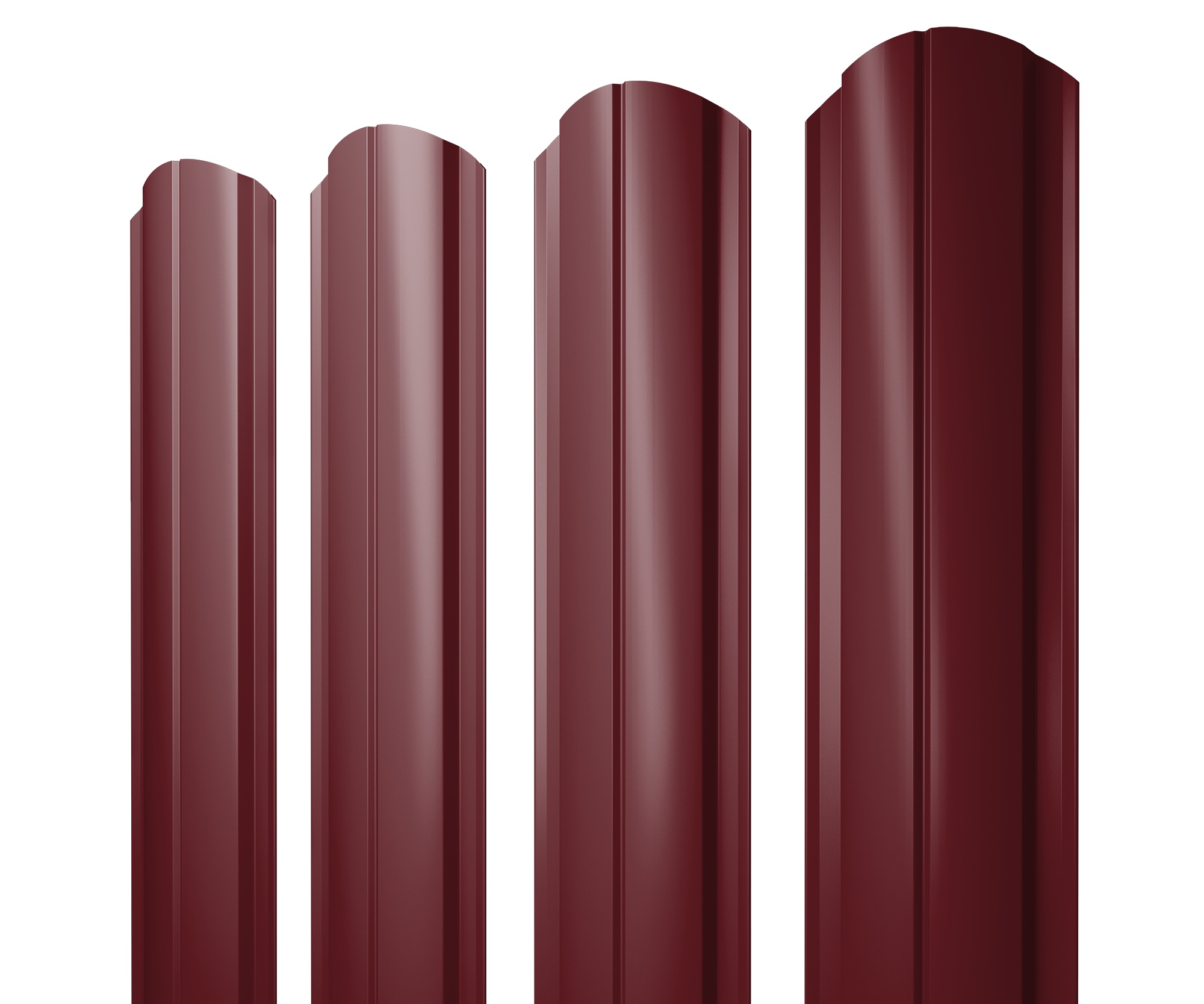 Штакетник Полукруглый Slim фигурный 0,5 Satin Matt RAL 3005 красное вино — Grandline