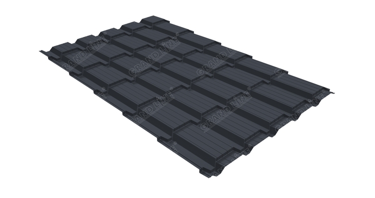 Металлочерепица квадро профи 0,5 Satin RAL 7024 мокрый асфальт — Grandline