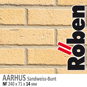 Кирпич клинкерный ROBEN AARHUS, песочно-белый пестрый NF — 240х115х71
