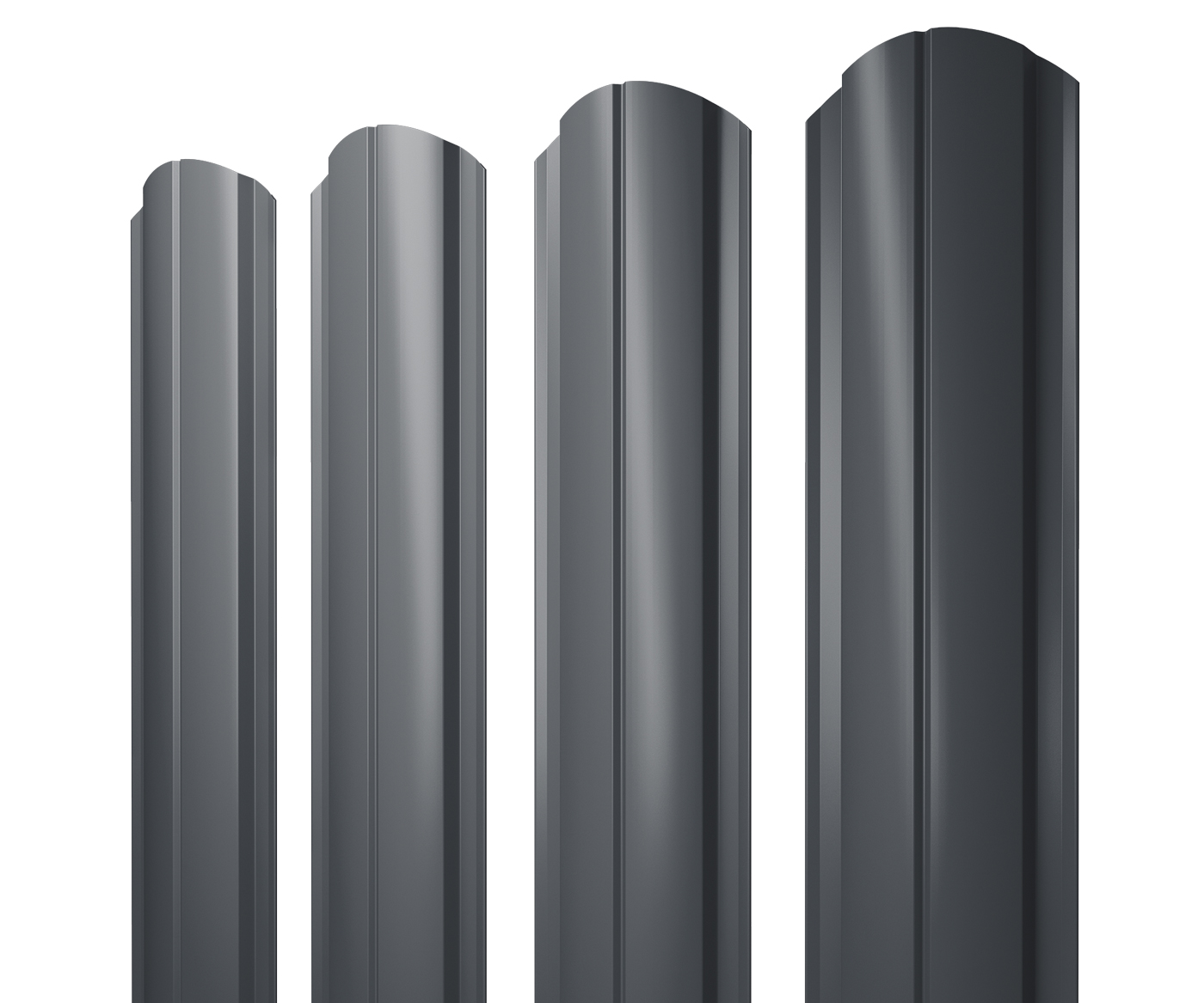 Штакетник Полукруглый Slim фигурный 0,5 Satin RAL 7024 мокрый асфальт — Grandline