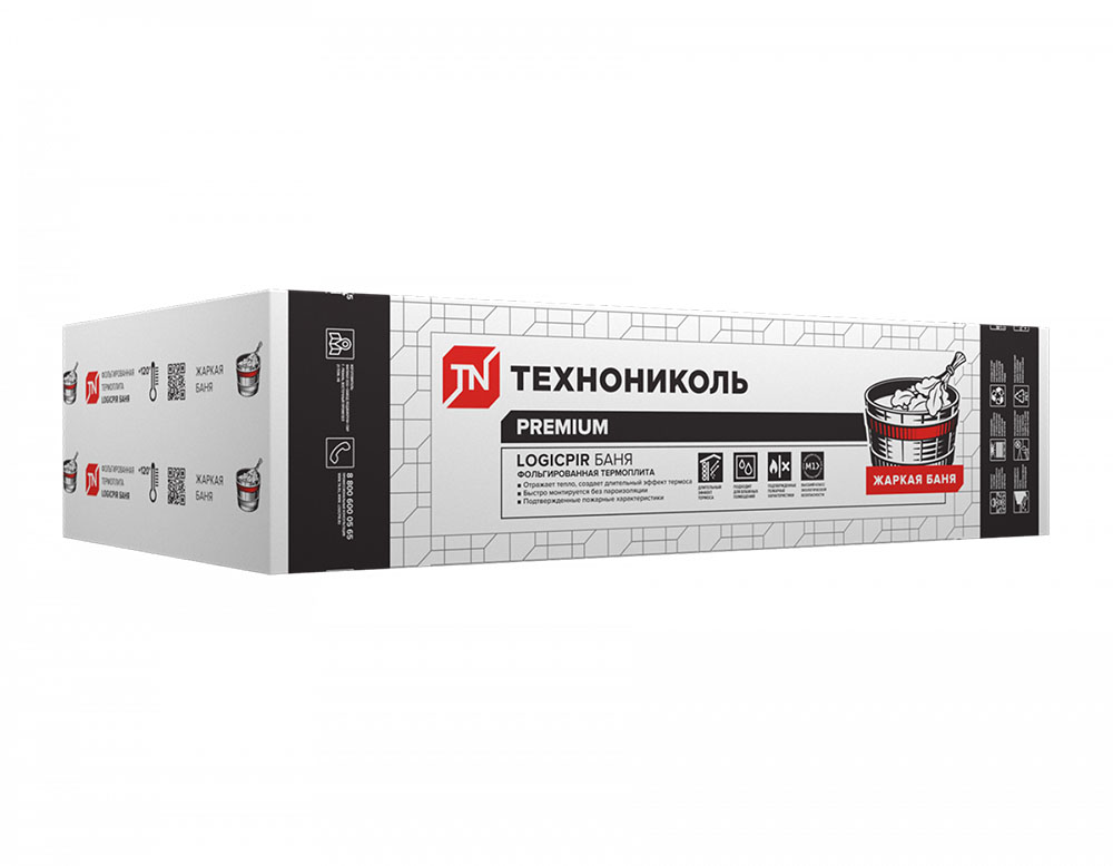 Плита теплоизоляционная LOGICPIR Баня Ф/Ф Г1 L-1190х590х40 (4,2126 м2) — Grandline