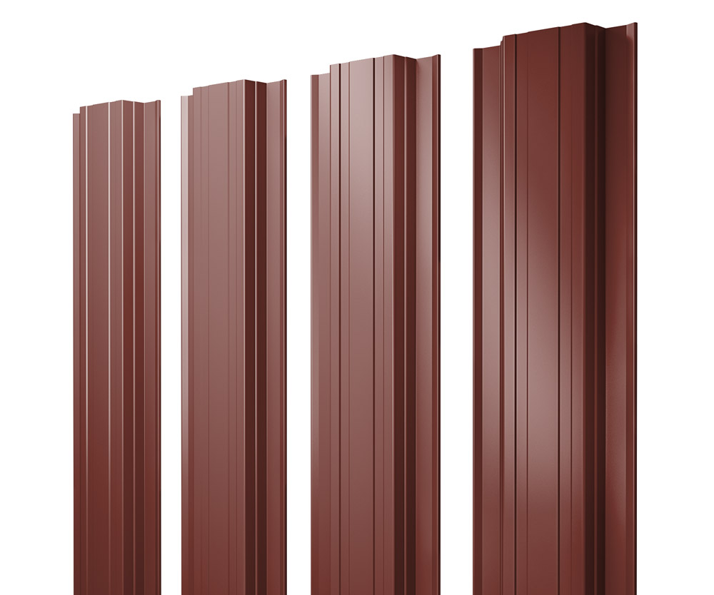 Штакетник Прямоугольный с прямым резом 0,5 Satin RAL 3009 оксидно-красный — Grandline