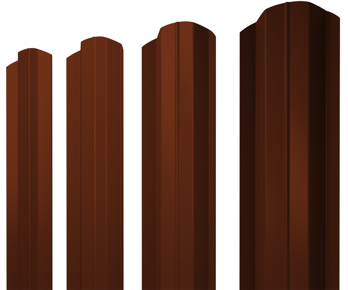 Штакетник М-образный В фигурный 0,45 PE RAL 3009 оксидно-красный — Grandline