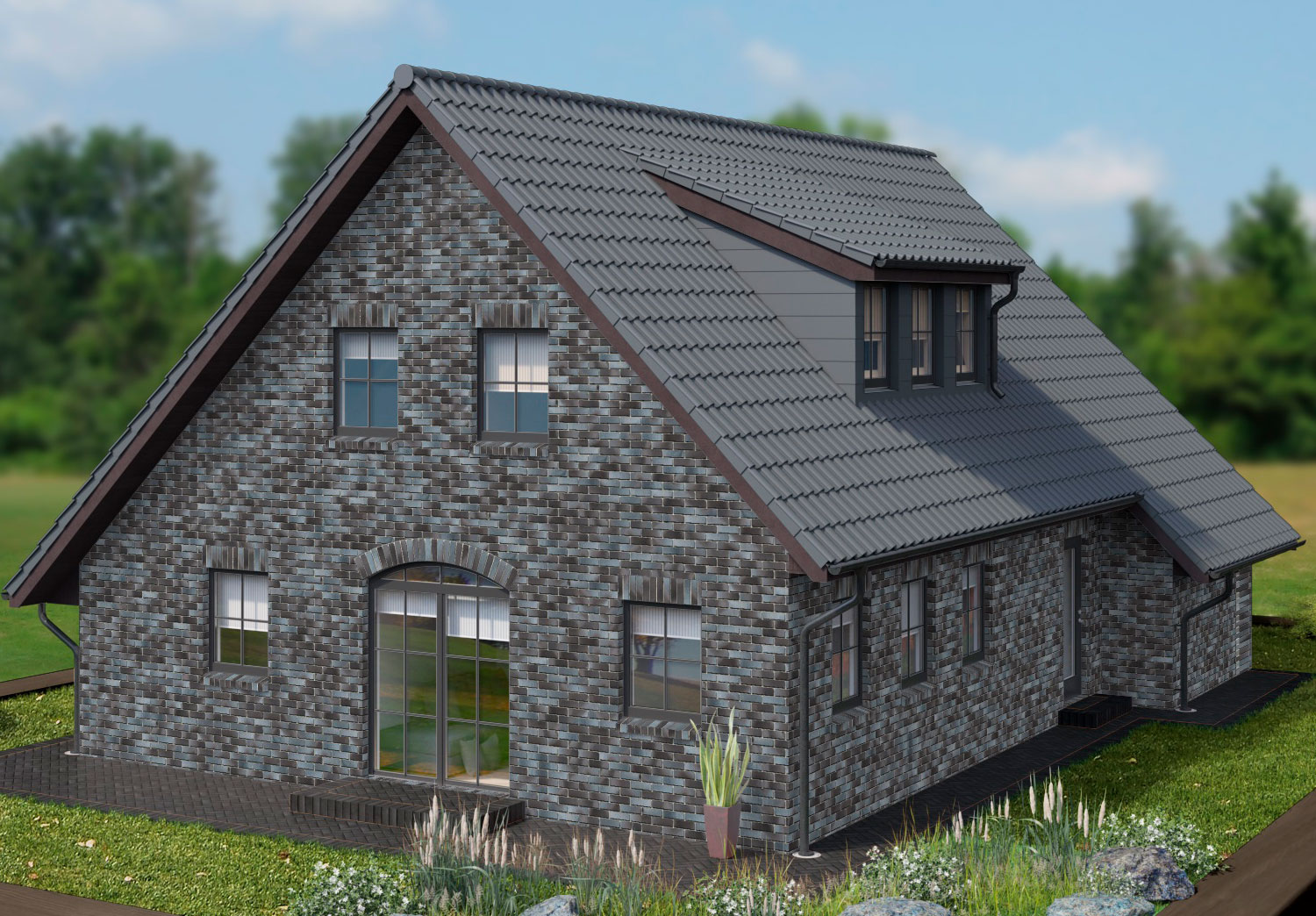 Клинкерный кирпич Feldhaus Klinker K518DF geo platinum liso — Кирпич