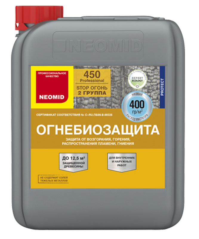 Огнебиозащита NEOMID 450 - 2 (2 группа) 30 кг, готовый, тоннированный (канистра) — Grandline