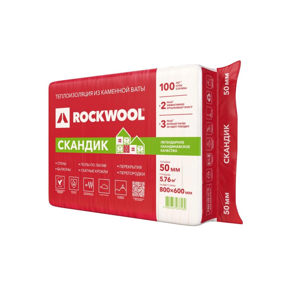 Утеплитель Rockwool Лайт Баттс Скандик 800*600*50мм 5.76м2 0.288м3 минвата (базальт) — Утеплитель