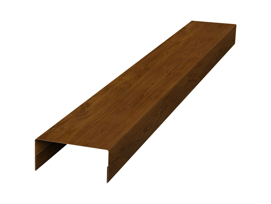 Крышка забора для горизонтального монтажа штакетника 0,45 Print-Double Elite Golden Wood (2м) — Grandline