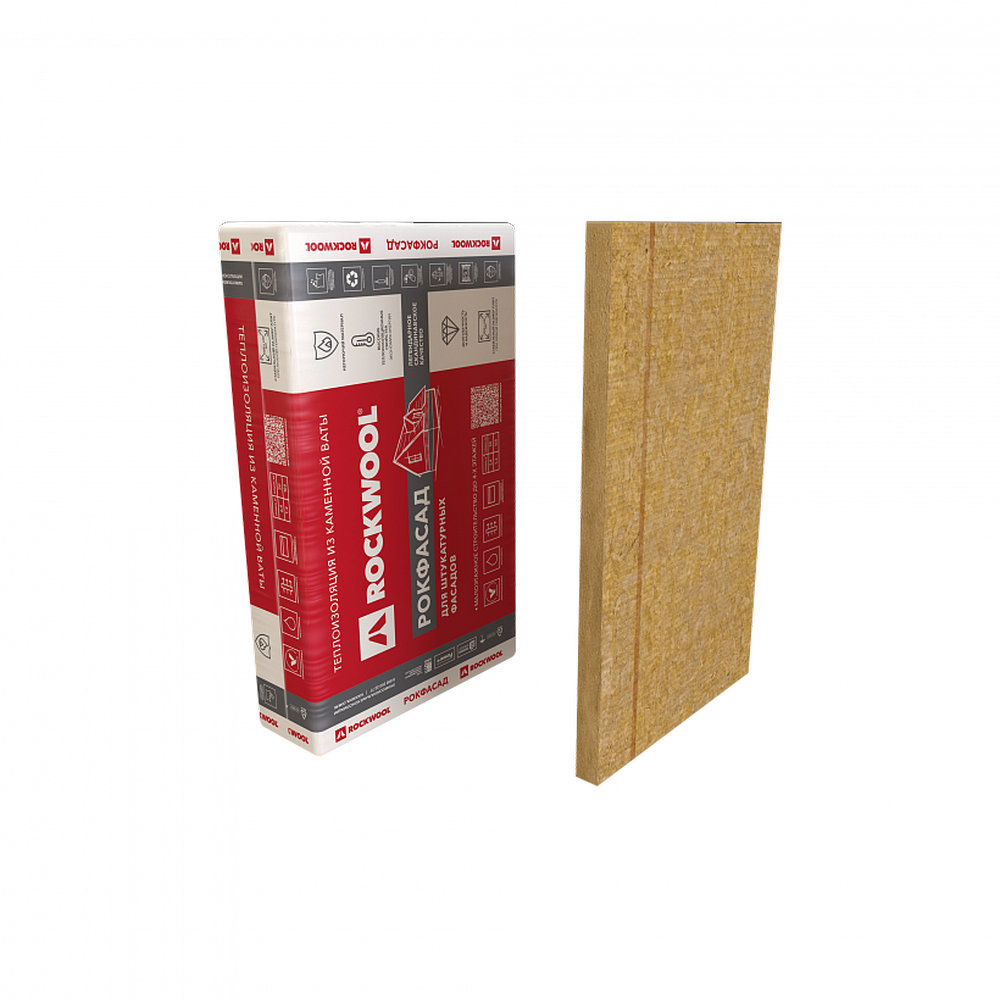 Утеплитель Rockwool Рокфасад 1000*600*100мм 1.2м2 0.12м3 минвата (базальт) — Утеплитель