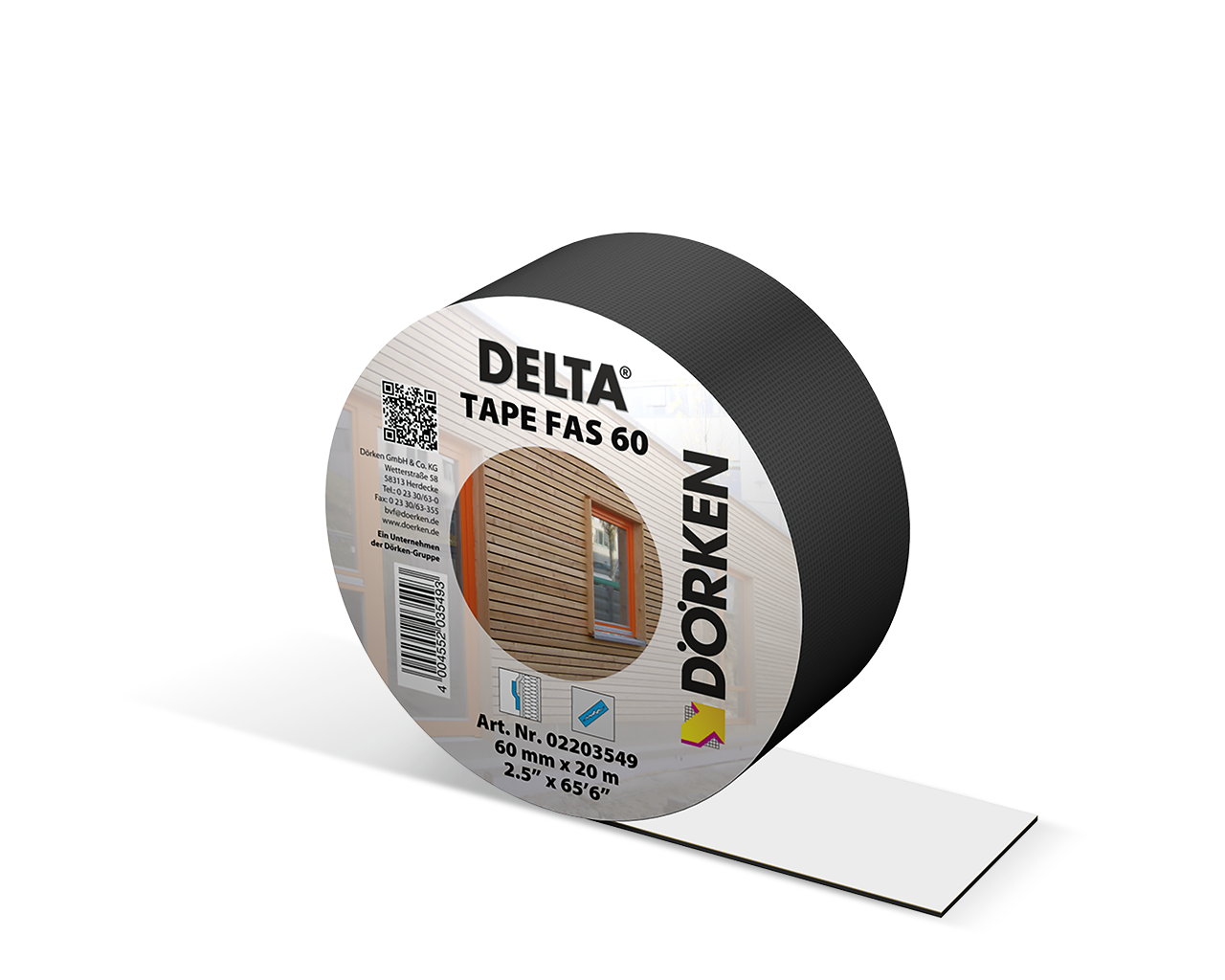 Лента Delta-Tape Fas 60 односторонняя для проклейки нахлестов фасадных мембран Delta семейства Fassade (20мх60мм) — Grandline