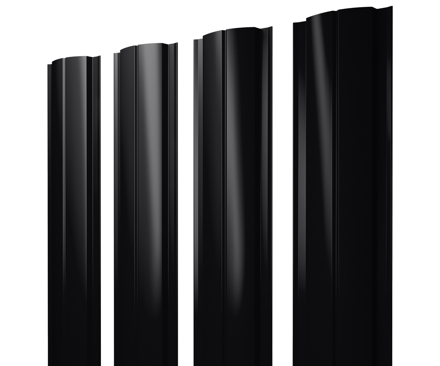 Штакетник Полукруглый Slim с прямым резом 0,5 Velur X RAL 9005 черный — Grandline