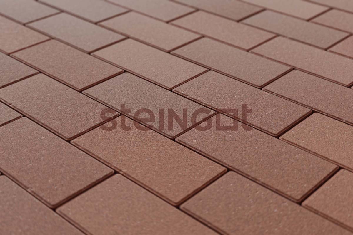 Плитка тротуарная Steingot Моноцвет Прямоугольник (фаска 1,5мм) 200х100х60мм коричневый частичный прокрас — Grandline