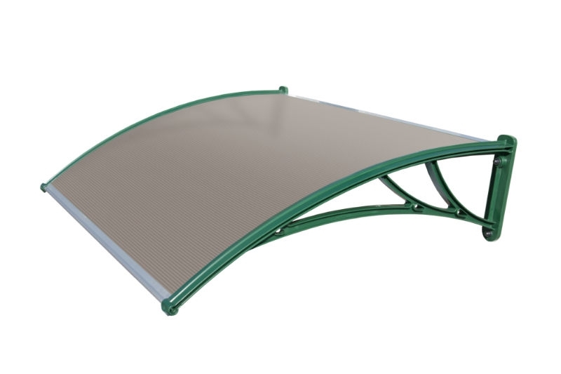 Козырьки Krovent из поликарбоната 1500х930х280 серебристый (зел. кроншт) — Grandline