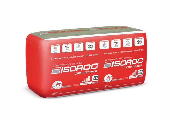 Утеплитель ISOROC Супер Теплый 50х610x1000 ((0,305м3; 6,1 м2) — Grandline