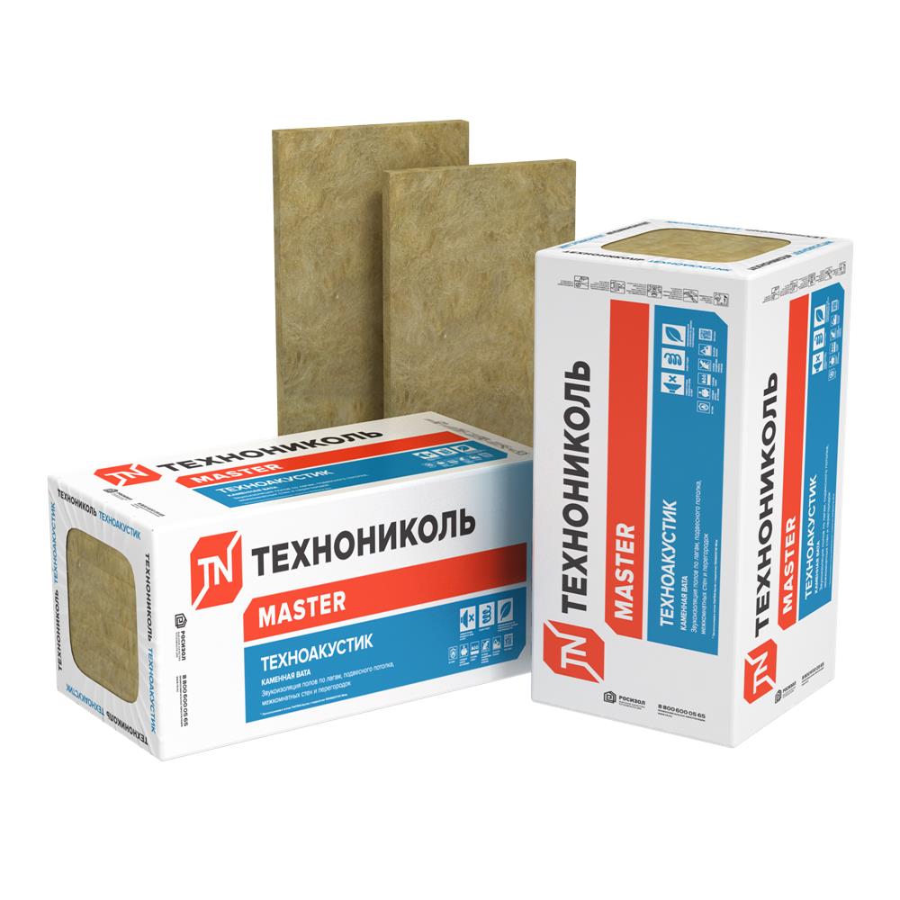 Звукоизоляция ТЕХНОАКУСТИК, 1200х600х50 мм, (12 плит, 8,64 кв.м) — Технониколь