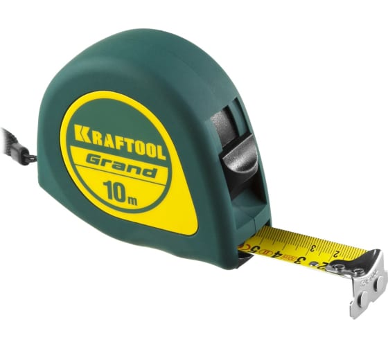 Рулетка KRAFTOOL GRAND 10м / 25мм с ударостойким корпусом (ABS) и противоскользящим покрытием (34022-10-25) — Grandline