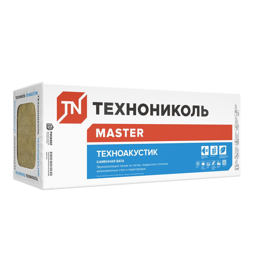 Звукоизоляция ТЕХНОАКУСТИК, 1200х600х50 мм, (8 плит, 5,76 кв.м) — Технониколь