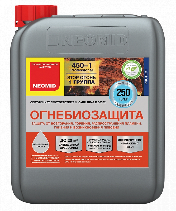 Огнебиозащита NEOMID 450-1 (1-2 группа) 30 кг, тонированный (канистра) — Grandline