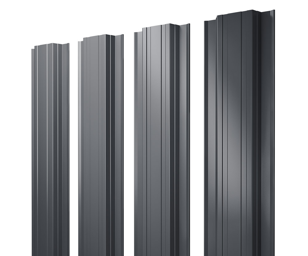 Штакетник Прямоугольный с прямым резом 0,5 Satin RAL 7024 мокрый асфальт — Grandline