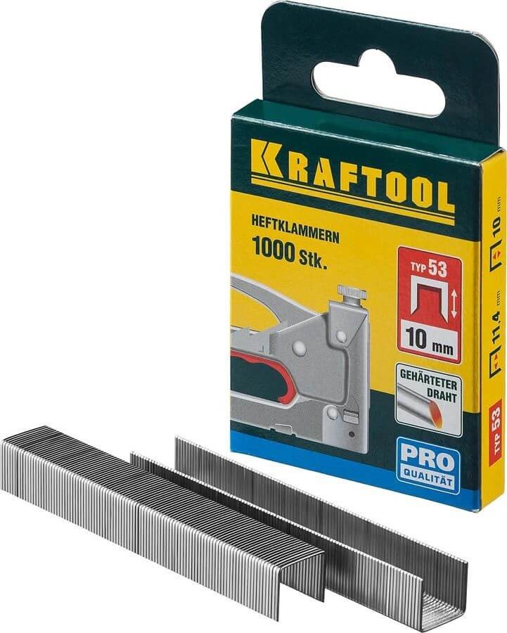 Скобы для степлера KRAFTOOL 10 мм узкие тип 53, 1000 шт (31670-10) — Grandline