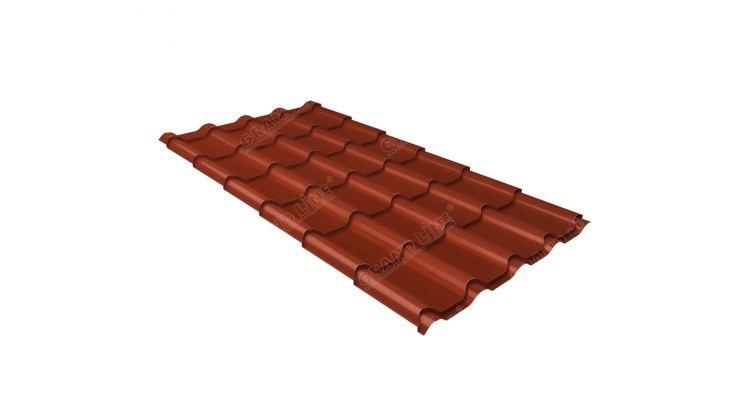 Металлочерепица камея 0,5 Satin RAL 8004 терракота — Grandline