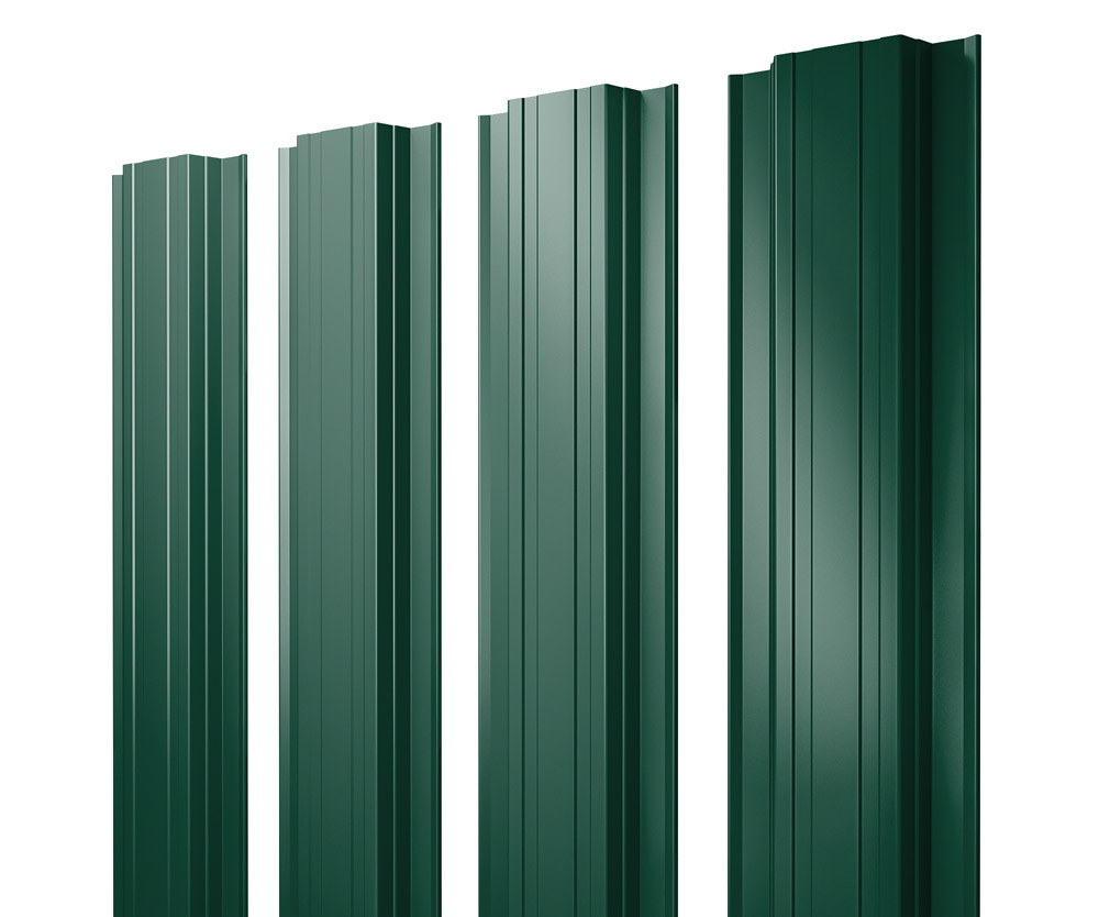 Штакетник Прямоугольный с прямым резом 0,45 PE-Double RAL 6005 зеленый мох — Grandline