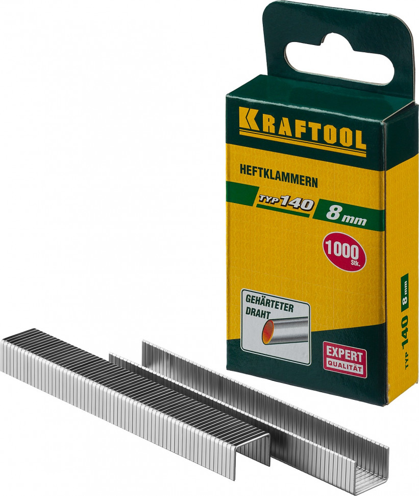Скобы для степлера KRAFTOOL 8 мм тонкие тип 140, 1000 шт (31680-08) — Grandline