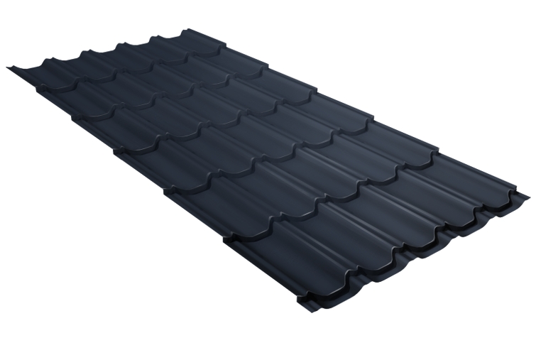 Металлочерепица квинта плюс Grand Line 0,5 Satin Matt RAL 7024 мокрый асфальт — Grandline