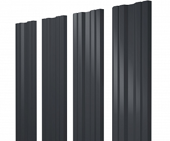 Штакетник Twin с прямым резом 0,45 PE-Double RAL 7024 мокрый асфальт — Grandline
