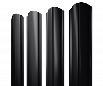Штакетник Полукруглый Slim фигурный 0,5 Rooftop Бархат RAL 9005 черный — Grandline