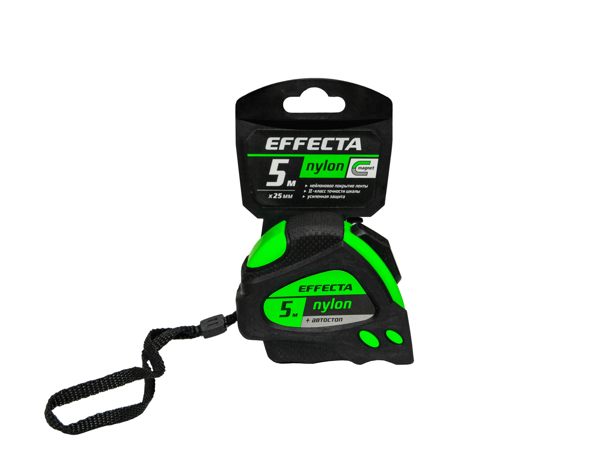 Рулетка 5м с магнитом, 2 фиксатора Effecta Nylon (580525) — Grandline
