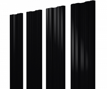 Штакетник Twin с прямым резом 0,5 PurPro RAL 9005 черный — Grandline