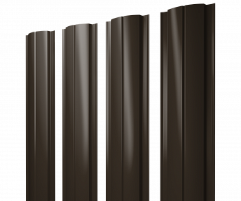 Штакетник Полукруглый Slim с прямым резом 0,45 Drap-double TX RR 32 темно-коричневый — Grandline